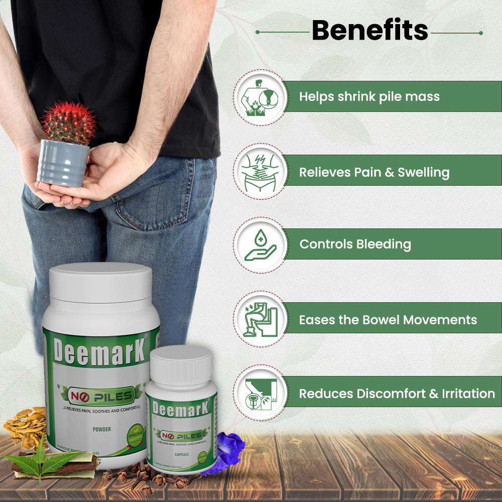 No Piles Ayurvedic Powder with Capsules for Hemorrhoids