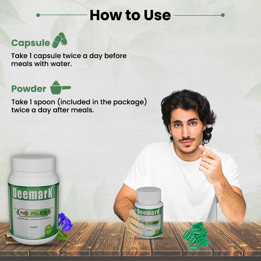 No Piles Ayurvedic Powder with Capsules for Hemorrhoids