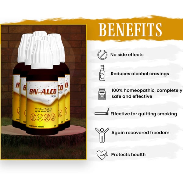 BN-ALCO Drops (नशा मुक्ति दवा) - Homeopathic Medicine to Quit Alcohol, Smoking, & Tobacco
