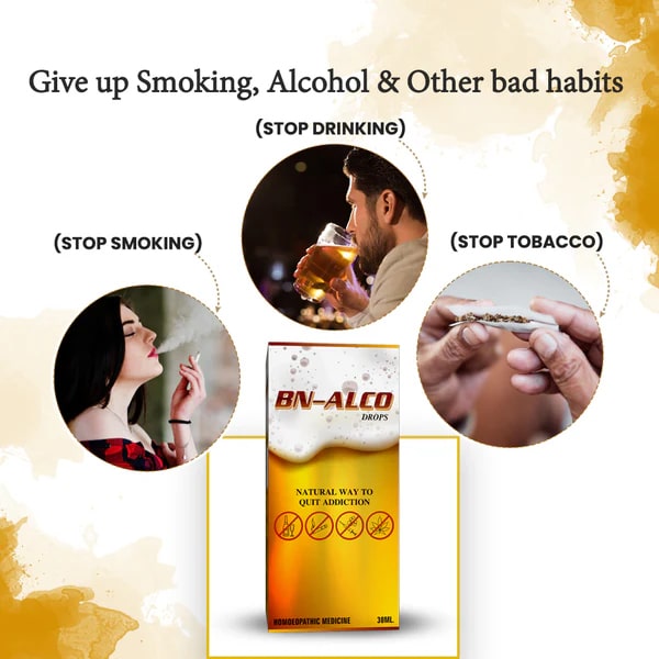 BN-ALCO Drops (नशा मुक्ति दवा) - Homeopathic Medicine to Quit Alcohol, Smoking, & Tobacco