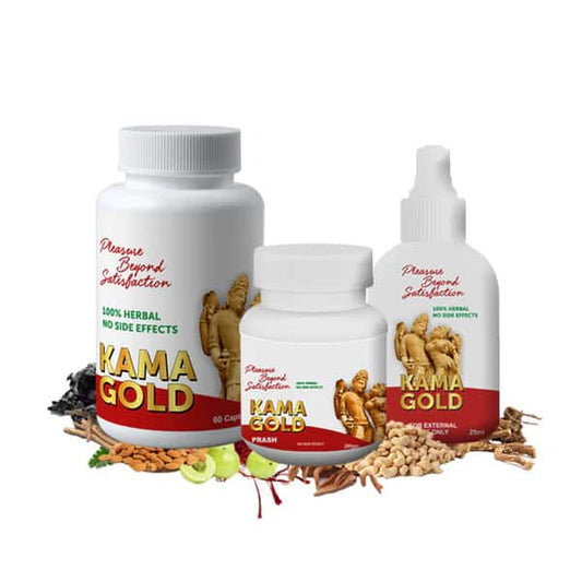 Kama Gold Capsules, Oil & Prash - Herbal Stamina and Performance Booster