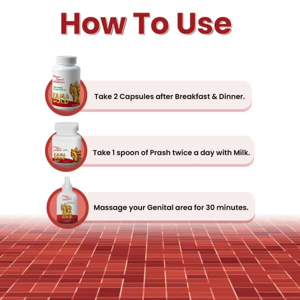Kama Gold Capsules, Oil & Prash - Herbal Stamina and Performance Booster