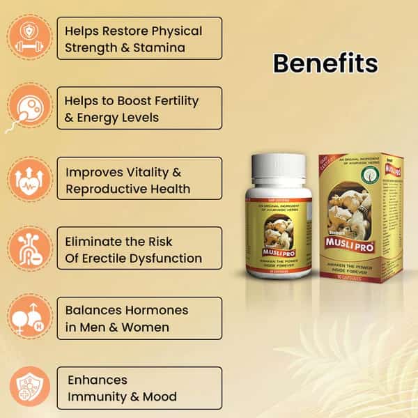 Musli Pro- Ayurvedic Capsules to Increase Power in Men & Women