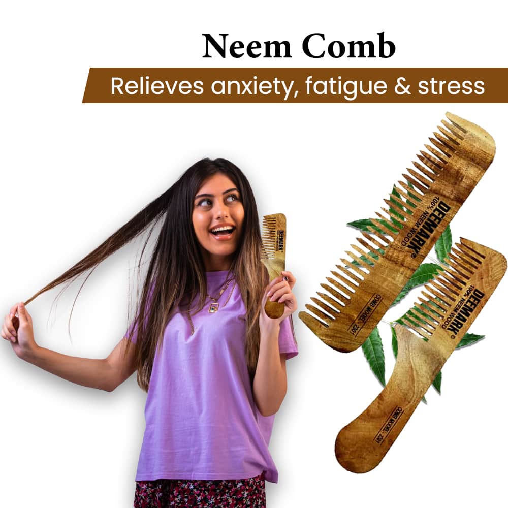 Neem Comb - Oil Treated Kacchi Neem Wooden Comb - Wide Tooth