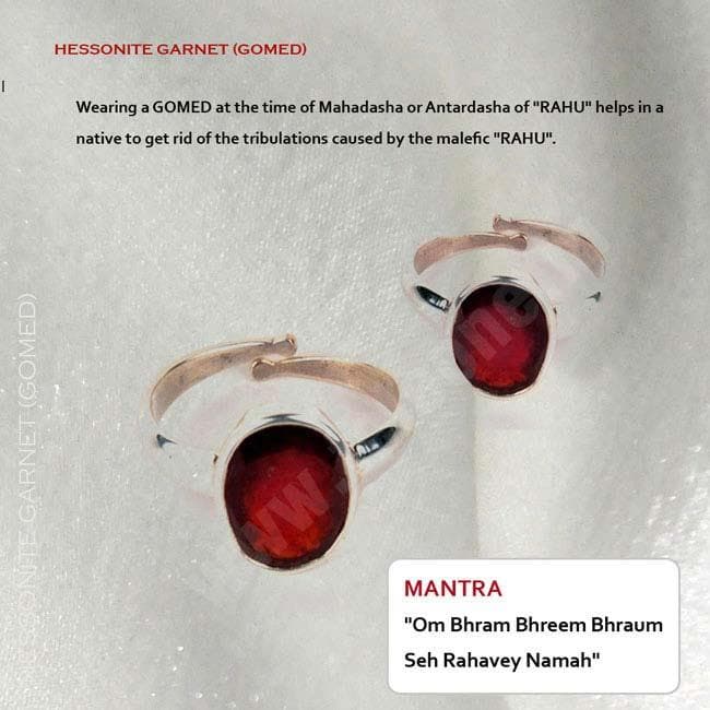 Gomed (Hessonite) Gemstone 5 1/4 Ratti Ring